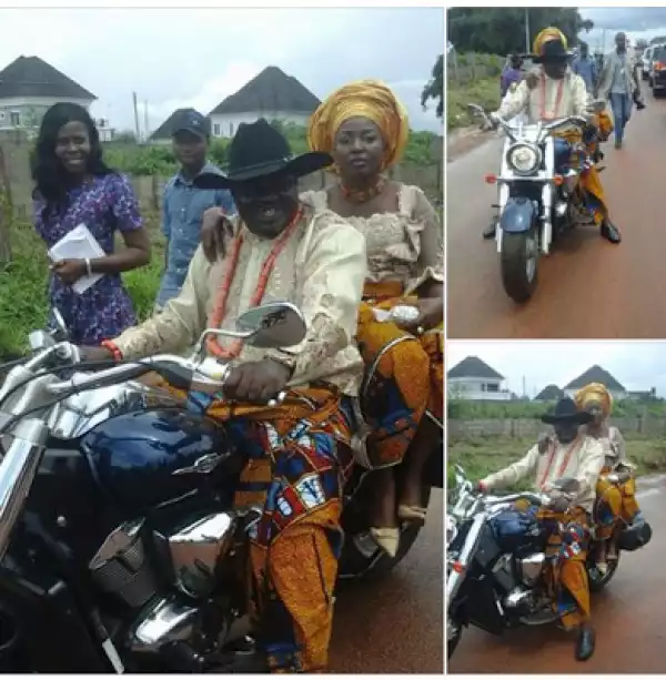 See a Nigerian commissioner riding a motorcycle with his wife (Photos)